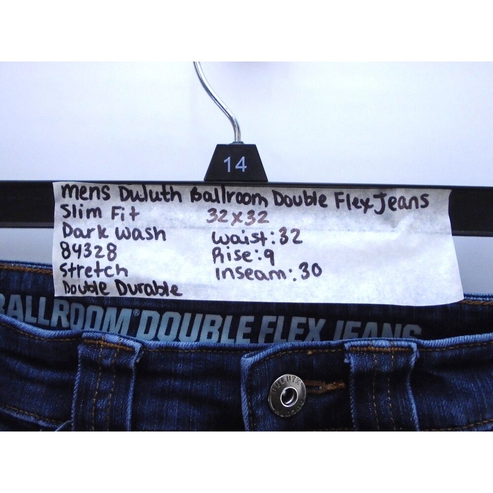 Duluth Trading Denim Blue Jeans Mens 32x30 Ballroom Double Flex Slim Fit - Picture 4 of 13